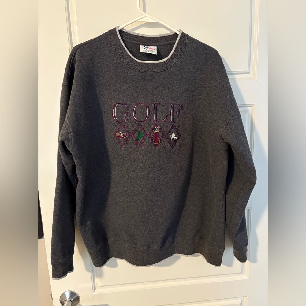 Vintage Gray Golf Embroidered Men’s XL Sweater